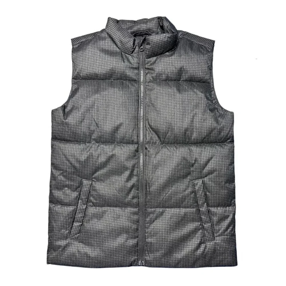 Old Navy Gender-Neutral Grey Herringbone Frost-Free Puffer Vest for Kids
